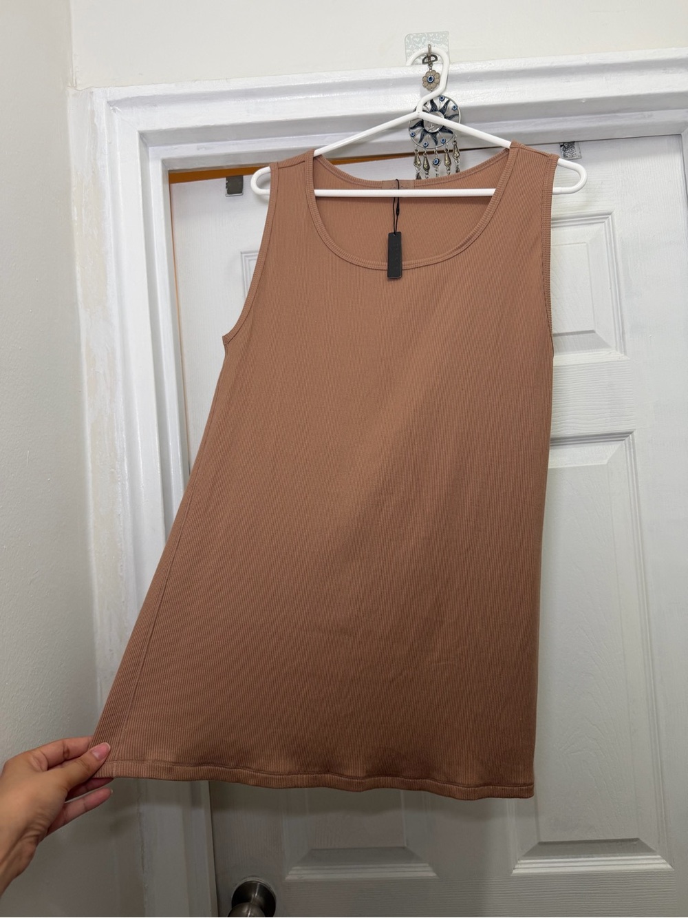 SKIMS Size 3X Cotton Rib Long Tank Top Sienna Brown Stretch AP-TNK-0463 NWT